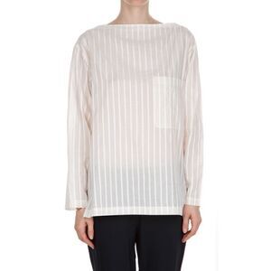 Theory Cotton Miniya Striped Long Sleeve Blouse